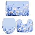 thumbnail image 2 of White Blue Daisy Bathroom Rugs Set Spring Watercolor White Floral Leaf Plant Blue Background Non Slip Absorbent Bath Mats 3 Piece Set, U-Shaped Floor Mat, Toilet Seat Cover Large Size, 2 of 9