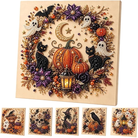 Halloween Ghost Pearl Art DIY Kit, Spooky Cute 3D Diamond Painting Crafts for Adults, DIY Fall Home Decor Wall Art, Beginner DIY Seasonal Party Gift