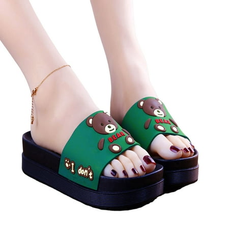 

Ultra-Soft Slippers Bathroom Open Toe Bathroom Slippers Platform Slide Sandals For Women And Men Casual Style 40 Green