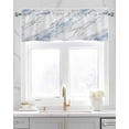 thumbnail image 2 of Blue Marble Linen Curtain Valance for Bedroom/Bathroom/Kitchen/Office/Living/Dining Room Window,Modern Abstract White Grey Aesthetics Art Pocket Topper Drapes Decorative Cafe Drapery Panel 54"x18", 2 of 6