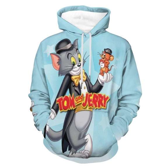 Unisex Tom Cat Jery Hoodies 3d Print Pullover Hooded Sweatshirt With Pocket For Men Women