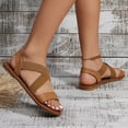 thumbnail image 5 of Strap Sandals, Women's Flat Sandals, Sandals With Back Strap, Women Flat Sandals, Women's Elastic Flat Sandals - Comfort Open Toe Elastic Ankle Strap Slip On Casual Walking Summer Shoes, Brown 8, 5 of 6