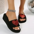 thumbnail image 2 of Aayomet Women's Slippers Ladies Fashion Summer Flashing Heart Decoration Open Toe Slope Heel Slippers,Red 6.5, 2 of 5