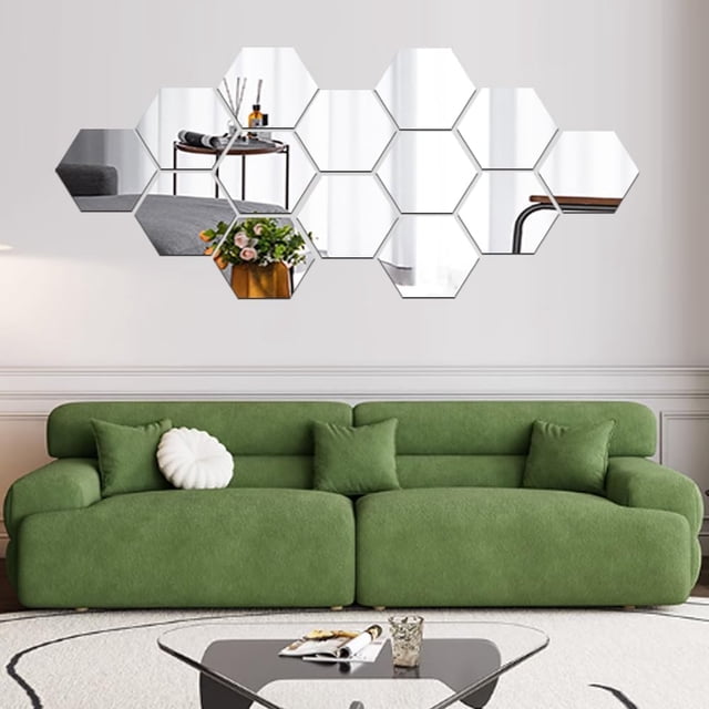 Adhesivos de pared con forma de espejo MCLEULLA Hexagon Art, acrílico, 12 unidades