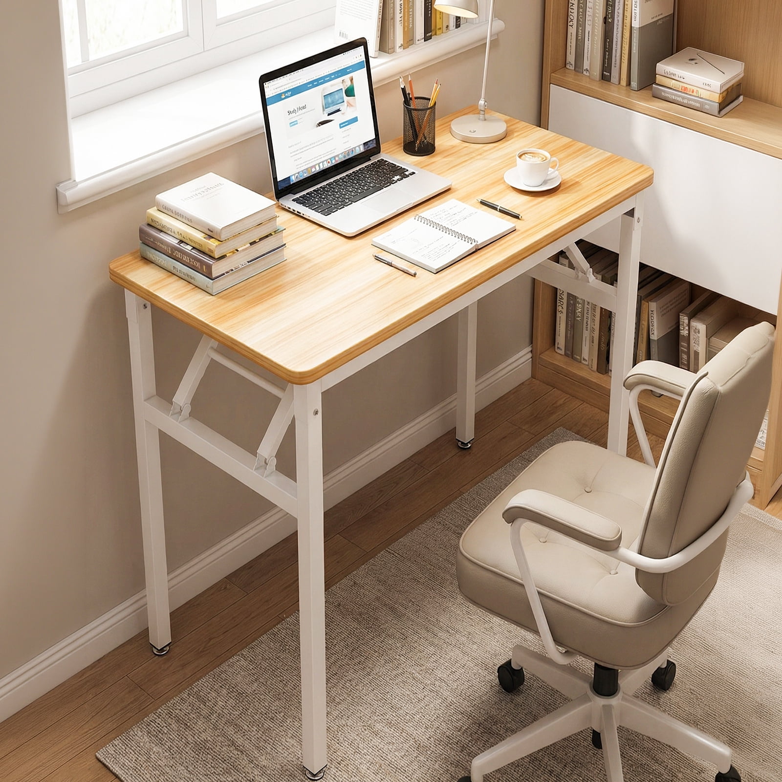 Ktaxon Folding Writing Computer Desk Home Office Study PC Writing Table, Oak