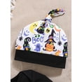 thumbnail image 5 of HWJAD Newborn Baby Boy Halloween Clothes My First Halloween Letter Romper+ Pants+Hat 3PCS Outfits Set, 5 of 10