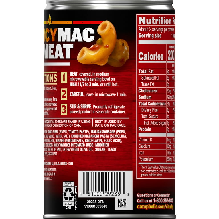 12 pack) Campbell's Chunky Spicy Sausage Mac Soup, 18.8 oz Can