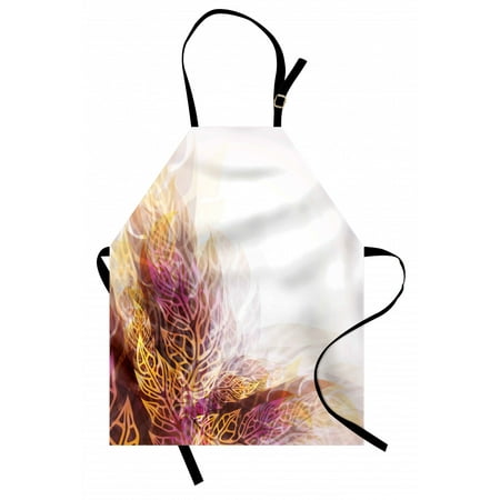 

Modern Art Apron Psychedelic Floral with Blurry Leaf Visuals and Dynamic Effects Expressionist Unisex Kitchen Bib Apron with Adjustable Neck for Cooking Baking Gardening Golden Purple by Ambesonne