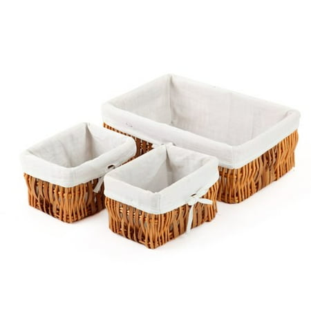 HomeZone 3pc Light Willow Basket Set.