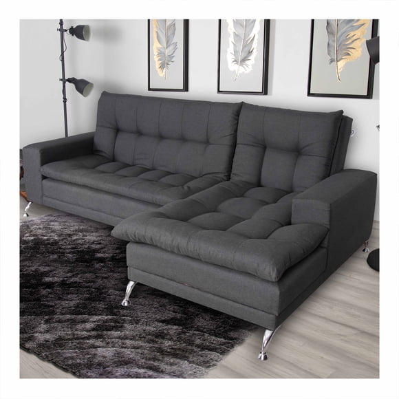 Sofá Cama M & E Muebles Carmen Modular Gris Oxford de Lino Derecha