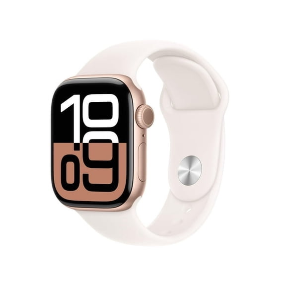 Restored Apple Watch Series 10 [GPS 42mm case] Smartwatch with Rose Gold Aluminium Case with Light Blush Sport Band (Refurbished)