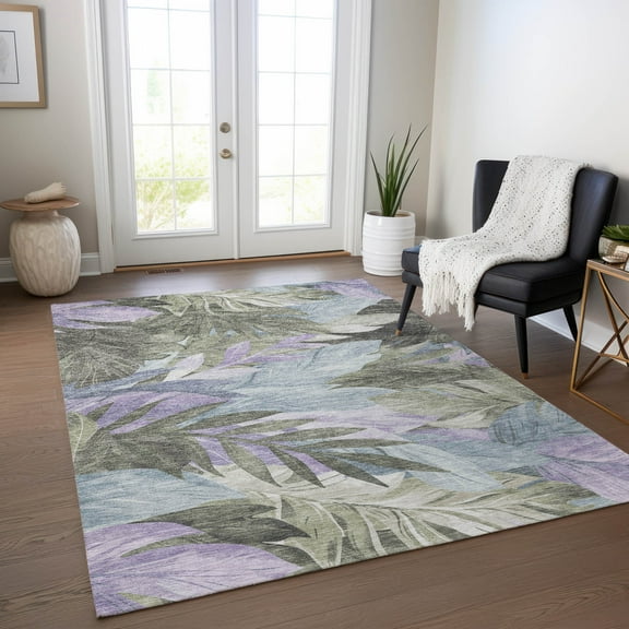 Addison Rugs Chantille Indoor/Outdoor Transitional Floral Taupe Washable Rectangle Rug, 10' x 14'