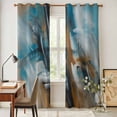 thumbnail image 5 of Kitchen Curtains 84 Inch Length 2 Panels, Turquoise Ombre Grommets Window Treatment Curtain, Brown Abstract Modern Gradient Retro Art Thermal Curtains Drapes for Living Room/Bathroom, 5 of 9