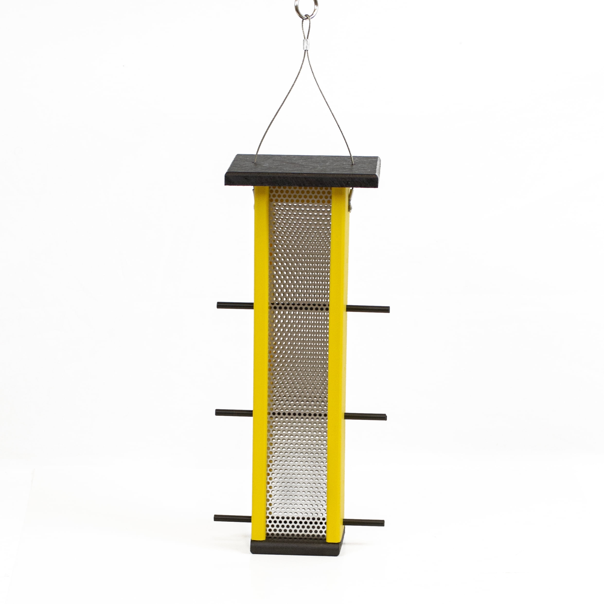 Outdoor Leisure Products Model GM6-1BKY Finch Bird Feeder Made with High Density Poly Resin Finished in Yellow and Black