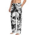 thumbnail image 2 of Balery Men'S Skull And Palm Leaves Pants,Sleepwear Pants,Pajama Pants,Pj Bottoms Drawstring And Pockets-Small, 2 of 9