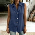 thumbnail image 4 of WAGUTH Women's Cotton Linen Button Down Shirts Sleeveless Notched Lapel Collar Casual Tank Top Blouses for Work Office, 4 of 8
