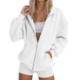 thumbnail image 2 of Nestiefly Womens Sweatshirt Lightweight Zip Up Jackets Fall Winter Long Sleeve Oversized Hoodies Jacket With Pockets White S, 2 of 5