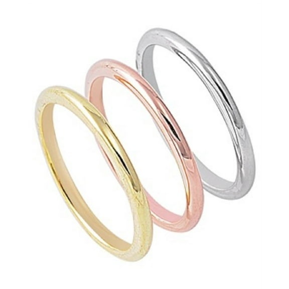 925 Sterling Silver Tri Color Band Size 10