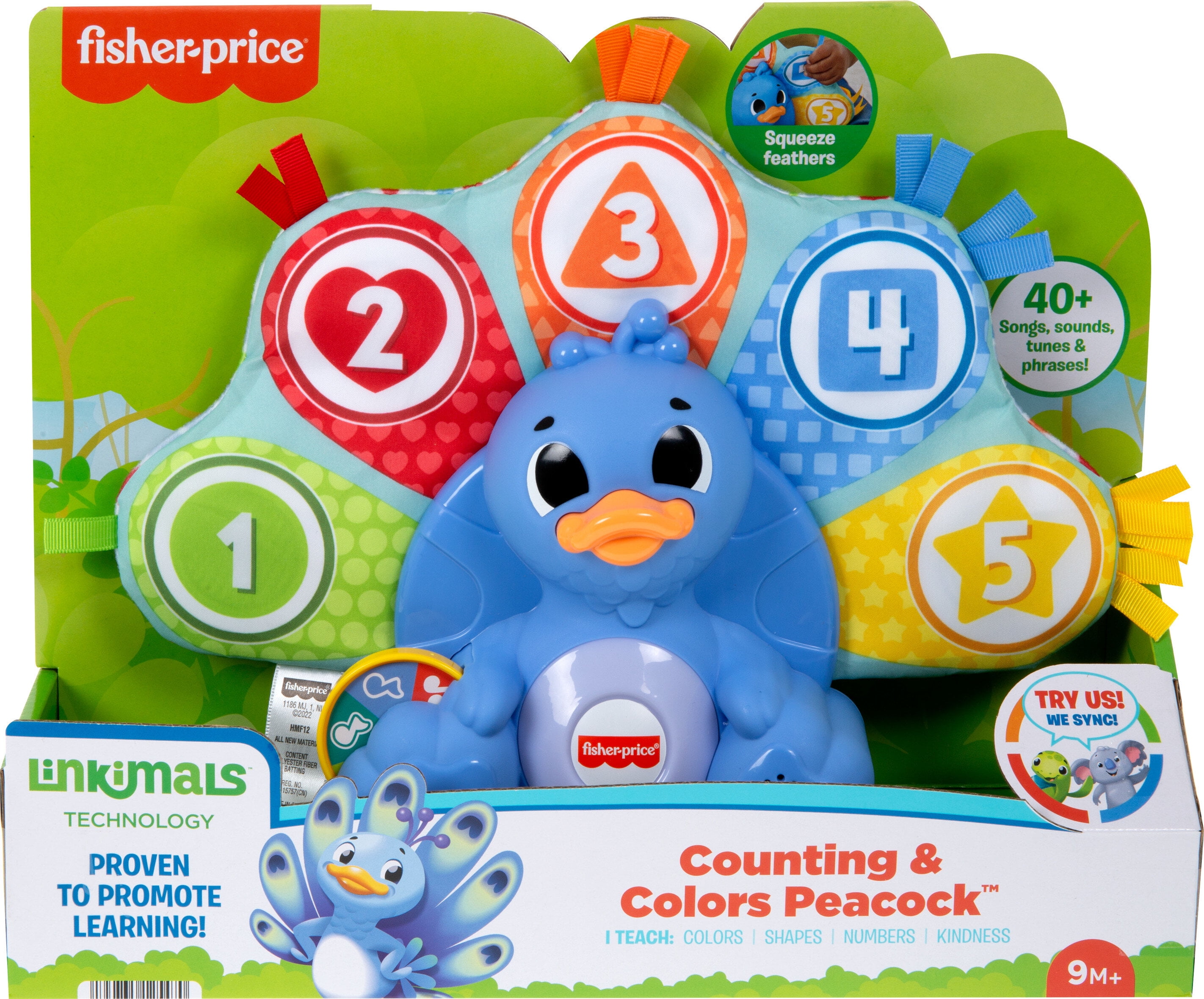 Fisher-Price Linkimals Counting & Colors Peacock Interactive Learning Toy for Infants & Toddlers