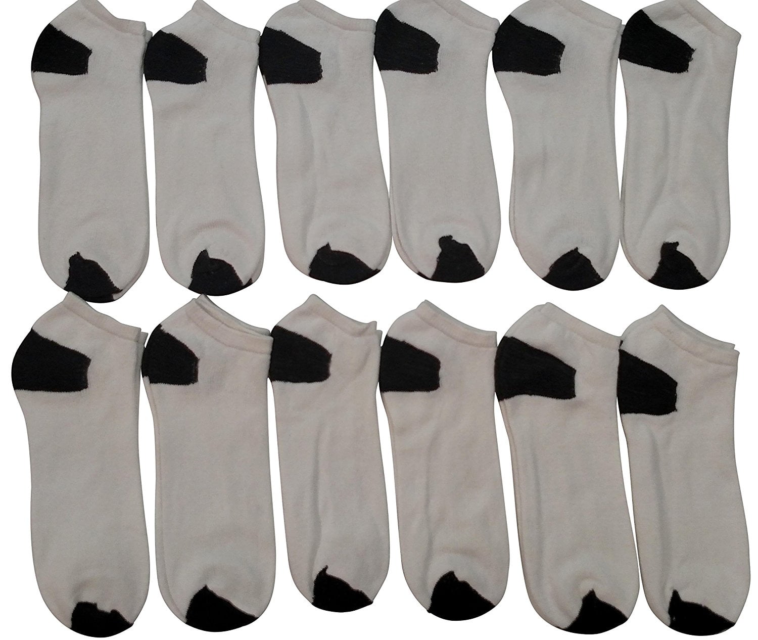 Excell 12 Pair Packs Of Mens No Show Cotton Ankle Socks, Sport Athletic Socks (White With