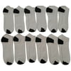 12 Pair Packs Of Mens No Show Cotton Ankle Socks, Sport Athletic Socks (White With Black Heel And Toe)