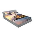 thumbnail image 2 of Ambesonne Nature Fitted Sheet & Pillow Sham Set, Old Mediterranean Town, Queen, Peach Yellow, 2 of 2