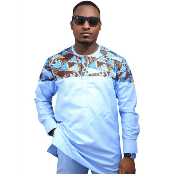 Urban Afrique bleu Shirt for men, African dresses for men