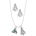 thumbnail image 1 of Delight Jewelry Silvertone Small 2-D Green Trinity Knot Silver tone Zig Zag Christmas Tree Charm Necklace and Stud Earrings, 1 of 4