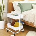 thumbnail image 5 of ECR4Kids 2-Tier Metal Rolling Utility Storage Cart, Multipurpose Organization, White, 5 of 9
