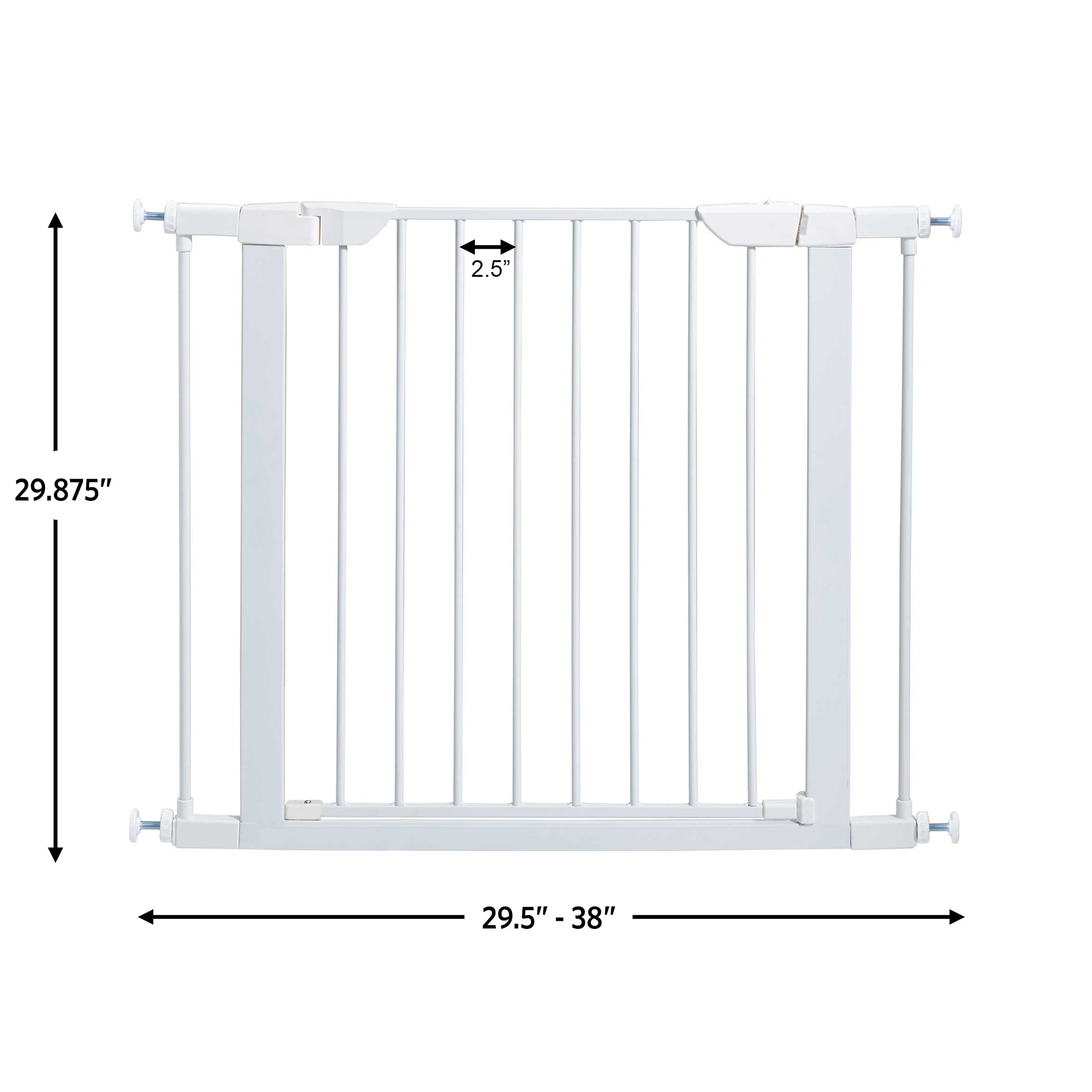 MidWest Homes for Pets 39 Inches Tall Walk-Though Steel Pet Gate, Pressure Mounted Dog Gate Measures 29 - 38 Inches Wide & Includes two 3-Inch-Wide Extensions, White