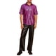 thumbnail image 2 of Camisas INSPIRE CHIC para hombres, de manga corta, con botones, para discotecas, promociones, brillantes, fiesta, camisa disco de los 70, 2XL, rojo rosa, 2 of 5
