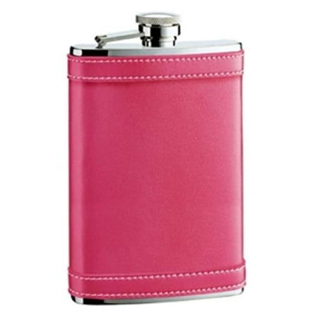 

Alexis 8oz Hot Pink Leather Stainless Steel Hip Flask