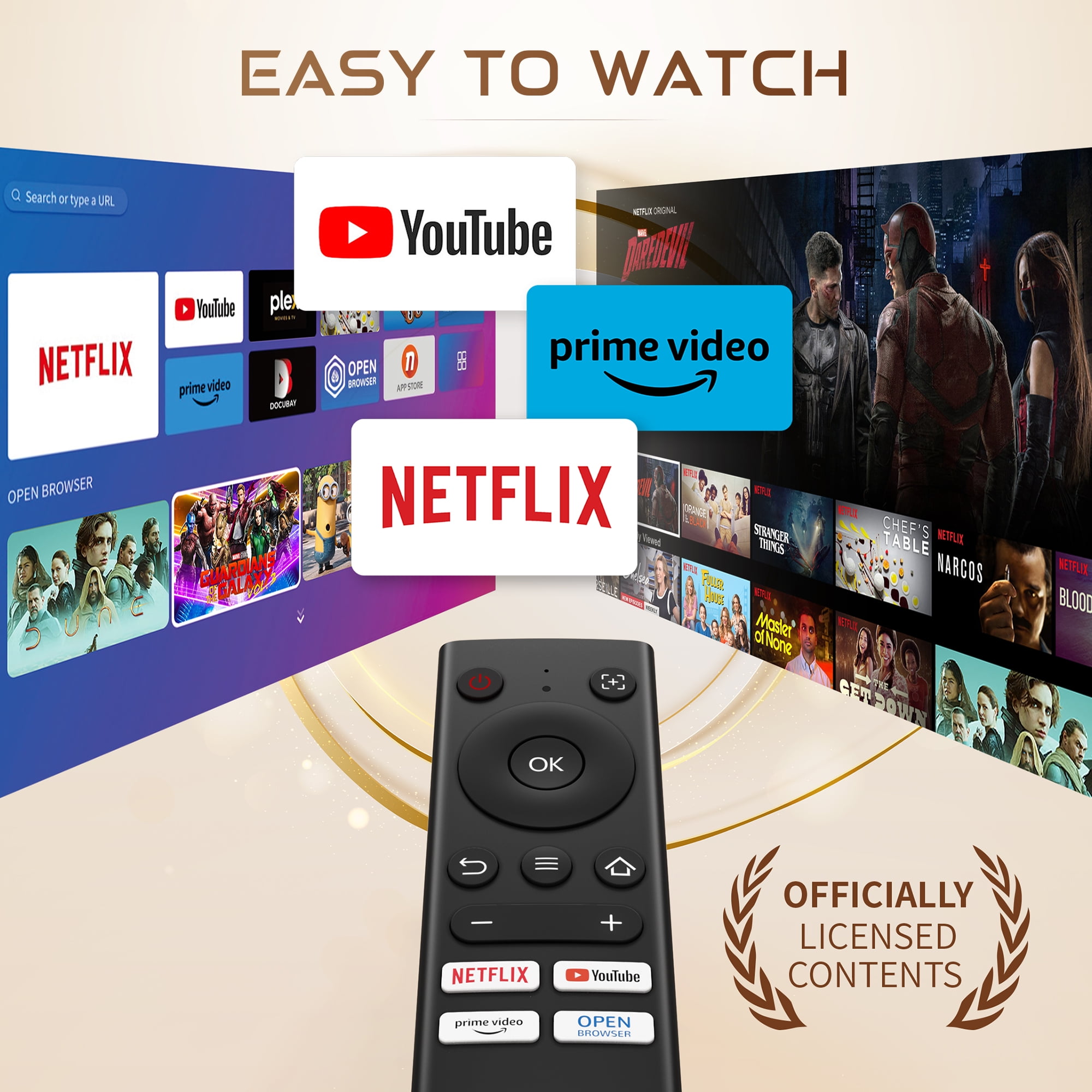 Aurzen Smart Projector with WiFi and Bluetooth, NetfIix Officially Licensed, Native 1080P, Auto Focus & Keystone, DoIby Audio, Portable Mini Projector for Outdoor Movies and Home Theater