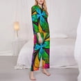 thumbnail image 3 of Balery Multicolored Beautiful Flower Conjunto de Pijama con Estampado para Mujer, Conjunto de Dos Piezas con Manga Larga, Ropa de Dormir Suave con Bolsillos, Pijamas Cómodos-Large, 3 of 7