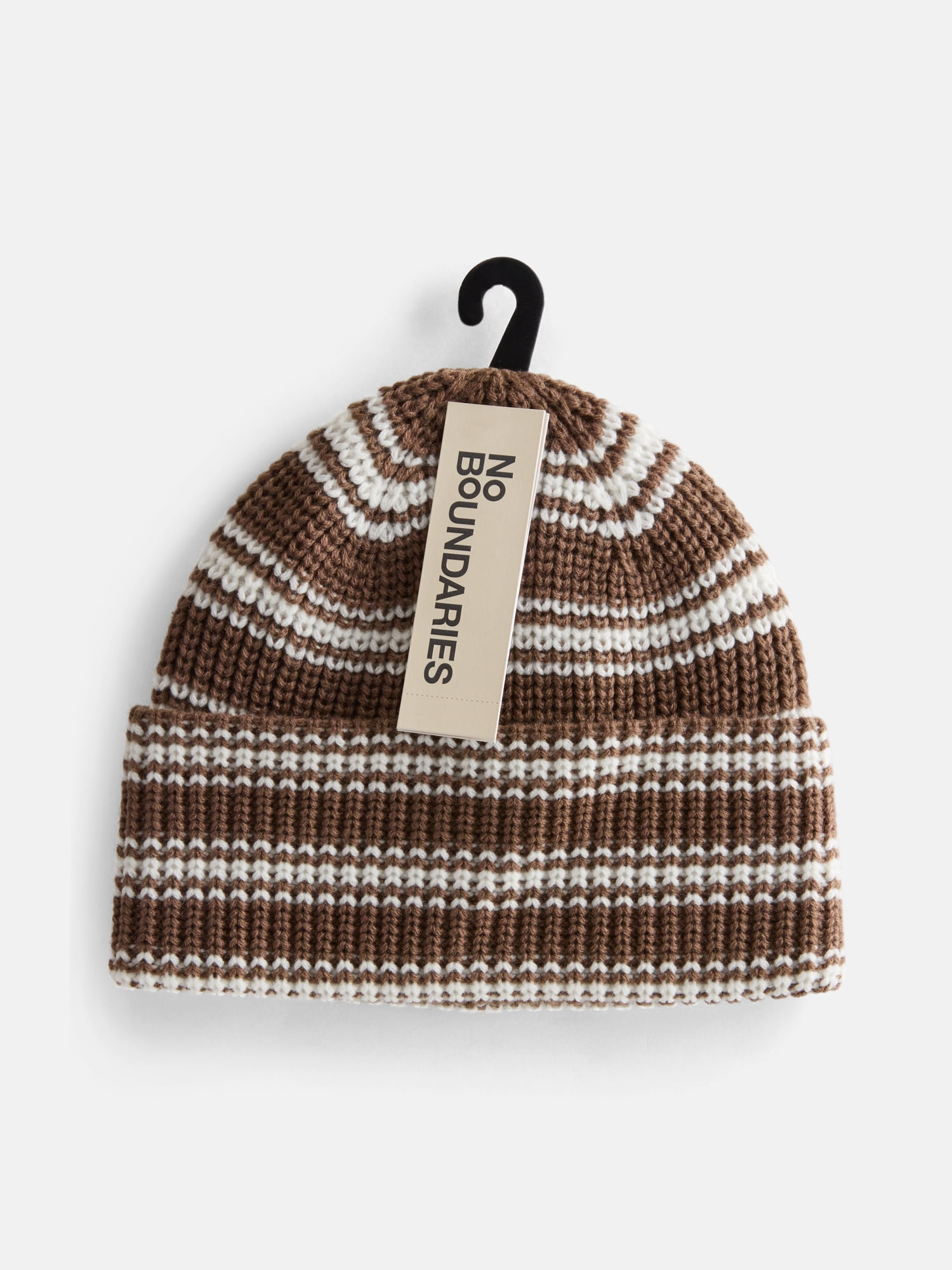 No Boundaries Women's Ribbed Knit Striped Beanie