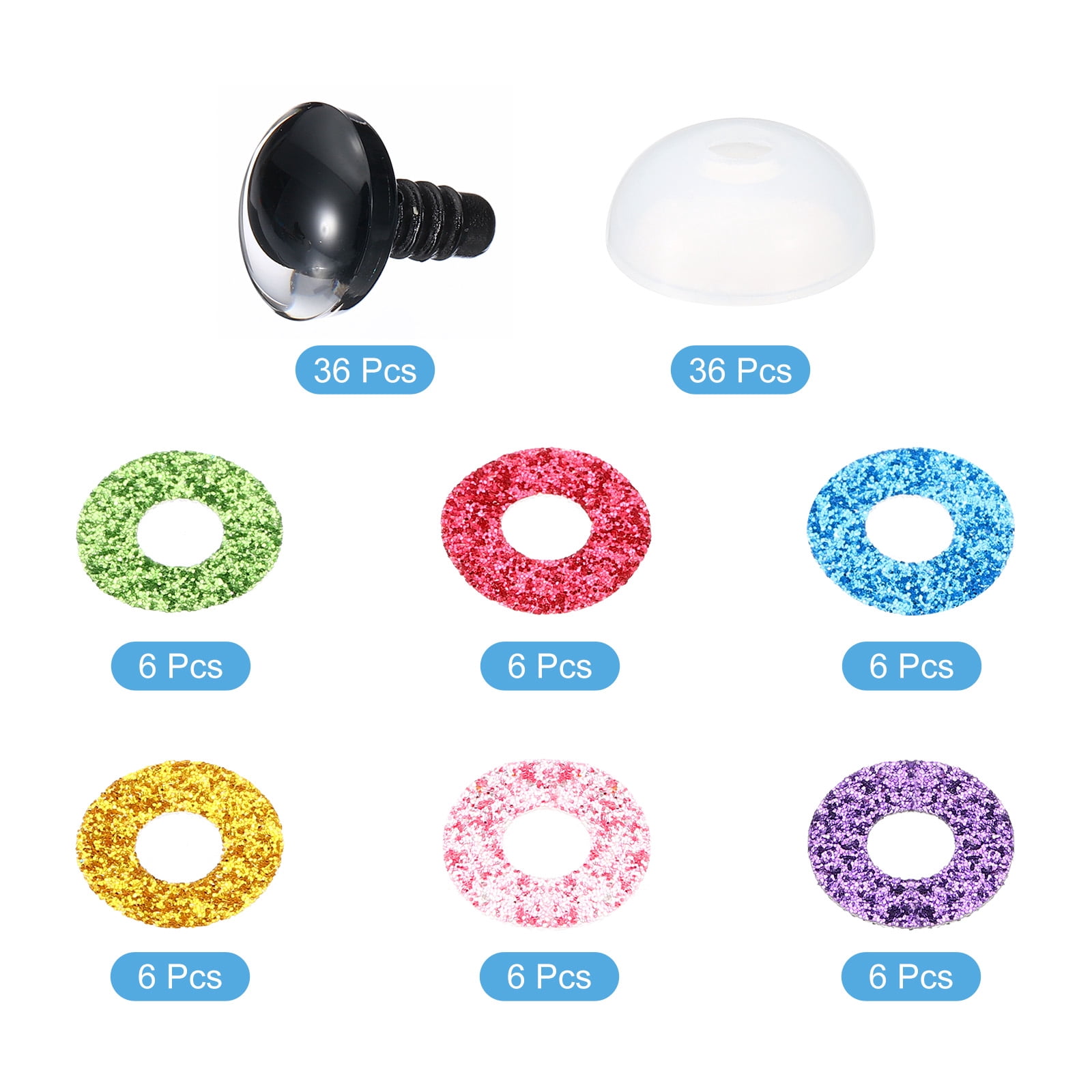 Uxcell 30mm Flash Safety Eyes, 36 Set Colorful Crocheting Safety Eyes, 6 Colors