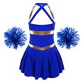 thumbnail image 4 of Ensemble de Danse Cheerleading pour Filles Robe Sans Manches avec Pompons Uniforme d'Équipe Compétition Bleu Royal 6, 4 of 7