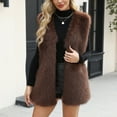 thumbnail image 2 of Stichou omens Faux Fur Vest 2025 Winter Warm Coat Fluffy Shaggy Sleeveless Jacket Fashion Casual Fuzzy Outerwear Coffee L, 2 of 8