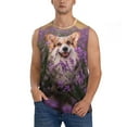 thumbnail image 3 of Uemuo Dog in Lavender Flowers Pattern Men's Sleeveless T-Shirt,Muscle Athletic Tank Top, Moisture-wicking Quick-dry Breathable Classic Tee Top for Gym Run Outdoor Sports-Medium, 3 of 8