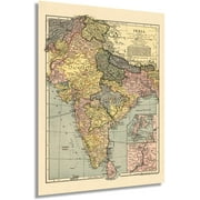 HISTORIX Vintage 1903 India Map Poster - 18x24 Inch Vintage Map of India Wall Art - History Map of India Poster - Old
