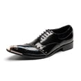 thumbnail image 2 of Santimon Men Leather Dress Shoes Crocodile Pattern Oxford Shoes Metallic Casual Shoes Gold 12 US, 2 of 7