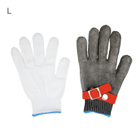 

Safety Glove Stainless Steel Wire Hand Protector Adjustable Unisex Butcher Glove 5 Level L
