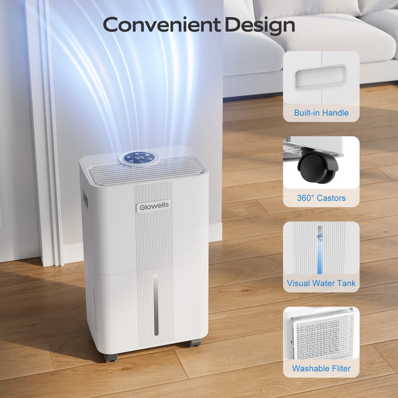 21 pt. up to 2500 sq. ft. Dehumidifier with 0.53 Gal Bucket and Continuous Drain