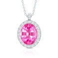 thumbnail image 2 of Rosec Jewels Oval Shape Lab Grown Pink Sapphire Pendant with Diamond Halo (AAAA Quality), 18K White Gold, 2 of 6