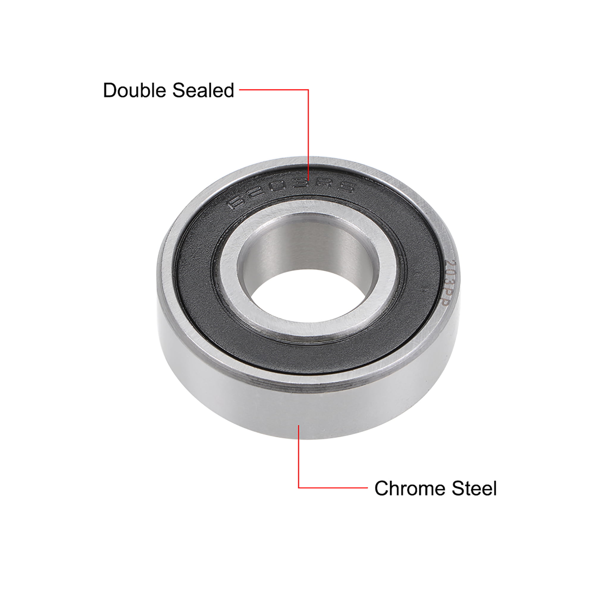 uxcell 6203-2RS Deep Groove Ball Bearing 17x40x12mm Double Sealed Chrome Bearings 2pcs 