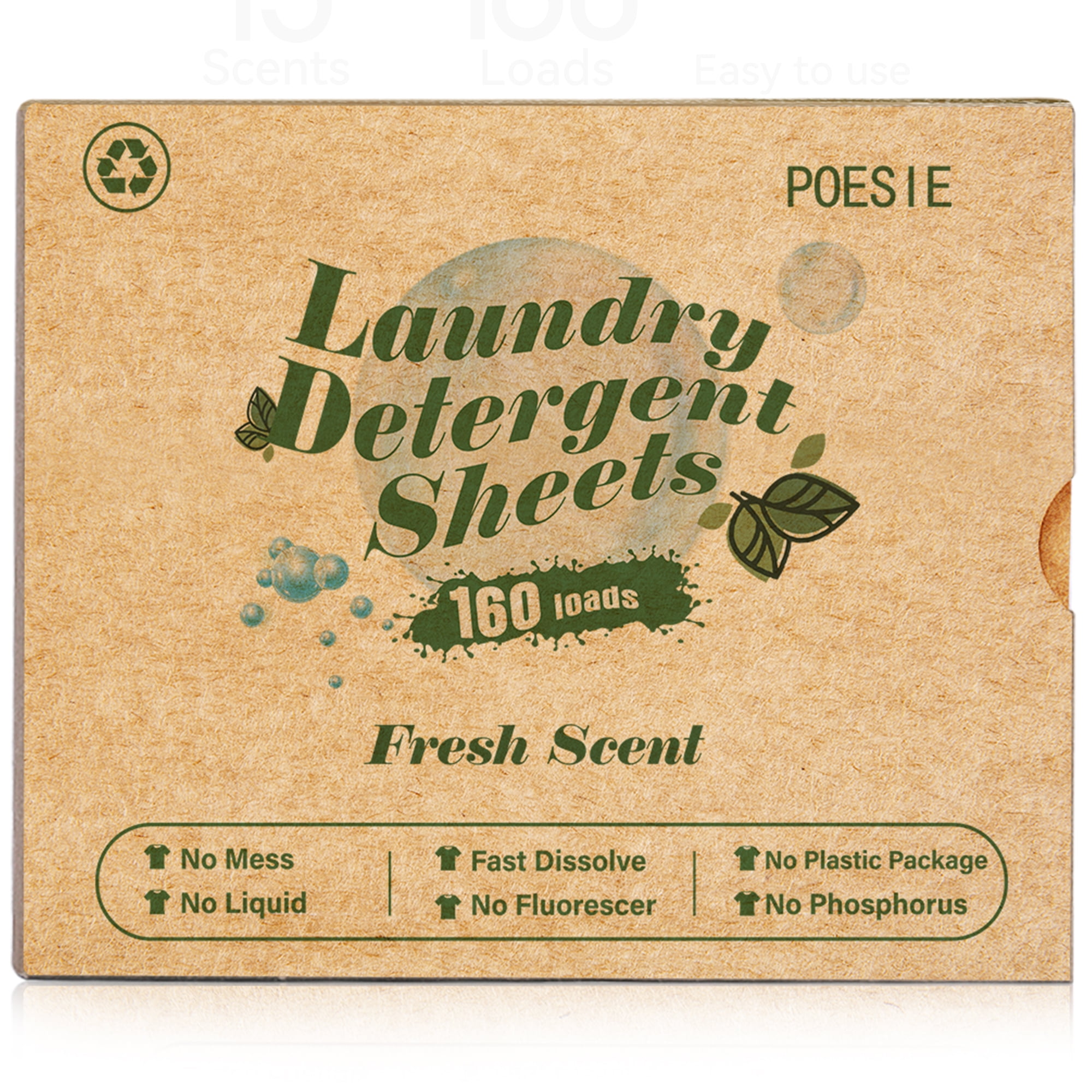 Poesie Laundry Detergent Sheets, Fresh Scent, No Waste, 160 Count, 1 Pack Poesie Laundry Detergent Sheets, Fresh Scent, No Waste, 160 Count, 1 Pack - Image 6