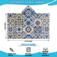 thumbnail image 2 of Blue Ethnic Geometric Patchwork Pattern Hooded Bath Towel，50"x30" for Ages 3 To 12 Kids, Quick Dry Lightweight Soft Microfiber Hood Beach Towel Cover Up for Kids, 2 of 7