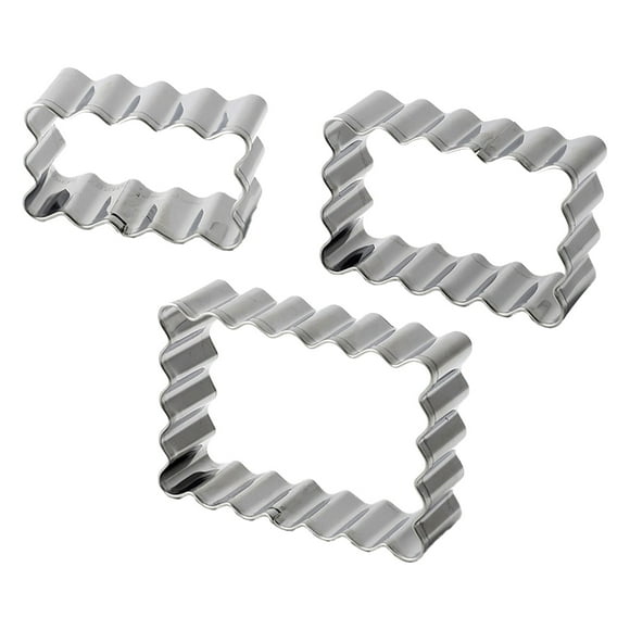 TIELUTT 3PCS Cookie Cutter Rectangle Stainless Steel Cookie Cutter Set Rectangle Bis Cuit M Olds Pa Stry Fluted Edge Cutters Fruit Shape Vacuum Seal Container Pot Luck Snack Bar Set with Heart Shape