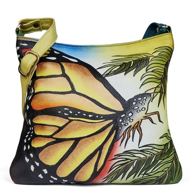 Sishka Womens Hand Painted Butterfly Shoulder & Crossbody Bag – Stylish Leather Bag for Work, Travel & Daily Use