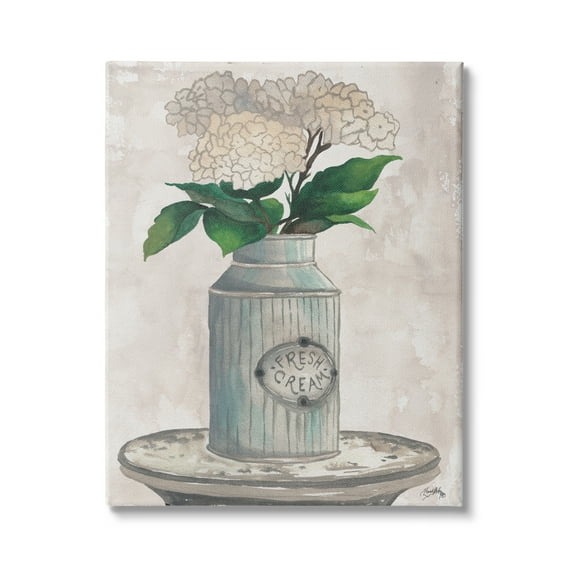 Stupell Industries White Hydrangea Flowers Fresh Cream Country Tin Painting, 30 x 40, Design by Elizabeth Medley